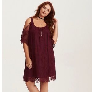 Burgundy Lace Trapeze Dress
